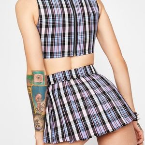 NWOT Dolls kill purple pleated mini skirt